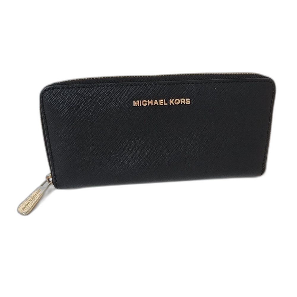 Michael Kors Woman's Black Zip Around Clutch Wallet MK